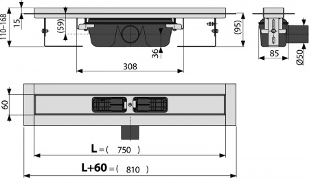 Душевой лоток AlcaPlast APZ6S 750 с опорами Душевой лоток AlcaPlast APZ6S 750 с опорами