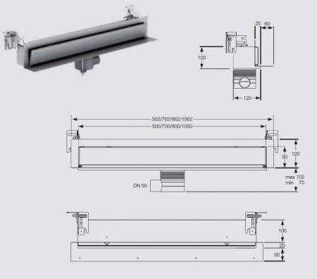 Душевой лоток (трап) Пристенный дренажный канал с накладкой из нержавеющей стали Mepa TersoWALL (700 мм) 150390 Душевой лоток (трап) Пристенный дренажный канал с накладкой из нержавеющей стали Mepa TersoWALL (700 мм) 150390