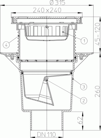 HL 616S/5 Трап с вертикальным выпуском DN160 HL 616S/5 Трап с вертикальным выпуском DN160