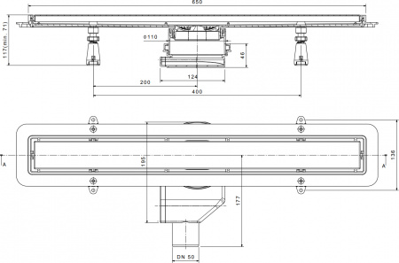 Душевой лоток Pestan Confluo Premium Line 650 белое стекло/сталь Душевой лоток Pestan Confluo Premium Line 650 белое стекло/сталь