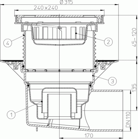 HL 615SW Трап с горизонтальным выпуском DN110 HL 615SW Трап с горизонтальным выпуском DN110
