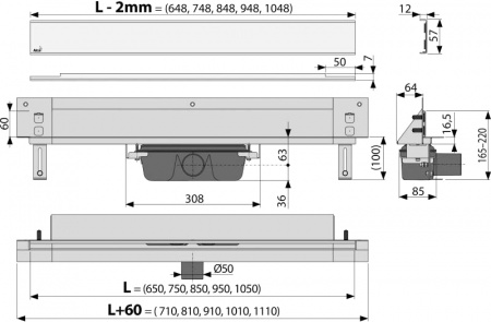 Душевой лоток AlcaPlast Spa APZ5-EDEN-850 Душевой лоток AlcaPlast Spa APZ5-EDEN-850