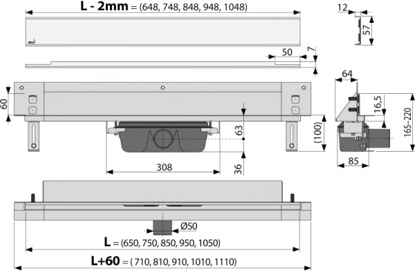 Душевой лоток AlcaPlast Spa APZ5-EDEN-850 Душевой лоток AlcaPlast Spa APZ5-EDEN-850