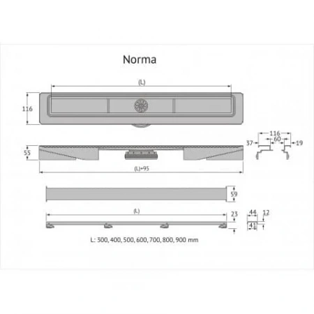 Душевой лоток Berges C1 Norma 500 чёрный матовый 095036 Душевой лоток Berges C1 Norma 500 чёрный матовый 095036
