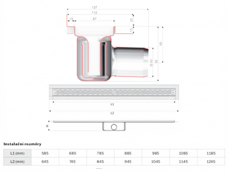 Душевой лоток ACO 408720 Душевой лоток ACO 408720