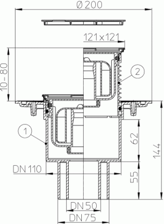 HL 310NPr-3000.11 Дизайн -трап с вертикальным выпуском DN50/75/110 HL 310NPr-3000.11 Дизайн -трап с вертикальным выпуском DN50/75/110