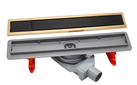 Душевой лоток Pestan Confluo Premium Gold Black Glass Line 300 Душевой лоток Pestan Confluo Premium Gold Black Glass Line 300