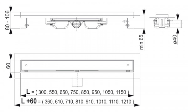 Душевой лоток AlcaPlast APZ107-Floor Low 1050 с решеткой и опорами Душевой лоток AlcaPlast APZ107-Floor Low 1050 с решеткой и опорами