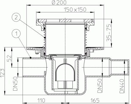 HL 300G Трап с горизонтальным выпуском DN50/40 HL 300G Трап с горизонтальным выпуском DN50/40