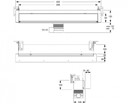 Душевой трап (лоток) пристенный дрeнажный канал с накладкой из нержавеющей стали Mepa TersoWALL (800 мм) 150391 Душевой трап (лоток) пристенный дрeнажный канал с накладкой из нержавеющей стали Mepa TersoWALL (800 мм) 150391