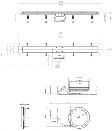 Душевой лоток Pestan Confluo Frameless Line 950 black glass Душевой лоток Pestan Confluo Frameless Line 950 black glass