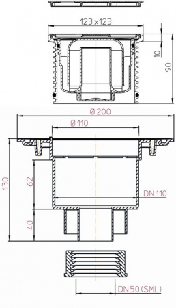 HL 310N - SML Трап под трубу SML DN50 HL 310N - SML Трап под трубу SML DN50