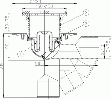 HL 81.1G Трап с поворотным шарниром DN50/75 HL 81.1G Трап с поворотным шарниром DN50/75