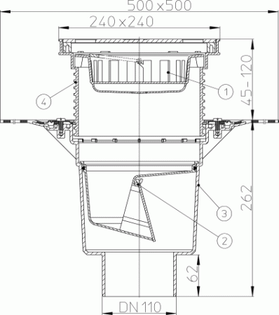 HL 616HS/1 Трап с вертикальным выпуском DN110 HL 616HS/1 Трап с вертикальным выпуском DN110