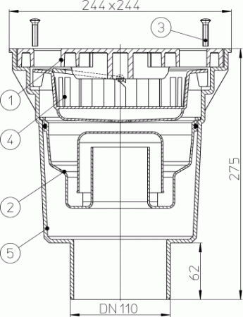 HL 606LW/5 Трап с вертикальным выпуском DN160 HL 606LW/5 Трап с вертикальным выпуском DN160