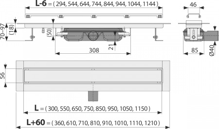 Душевой лоток AlcaPlast APZ115-1150 с решеткой под кладку плитки Душевой лоток AlcaPlast APZ115-1150 с решеткой под кладку плитки