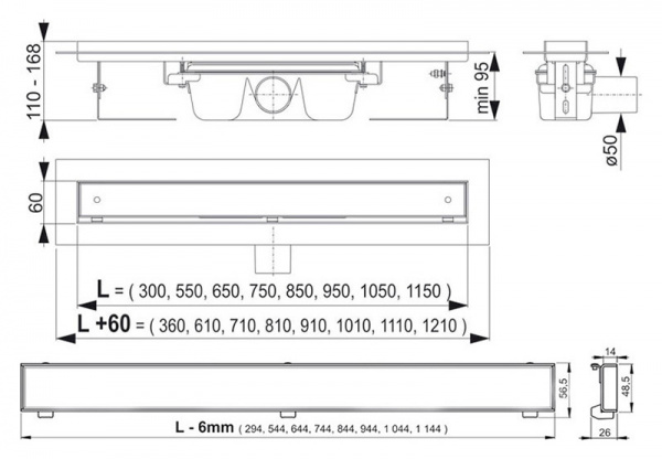 Душевой лоток AlcaPlast APZ107-Floor 850 с решеткой и опорами Душевой лоток AlcaPlast APZ107-Floor 850 с решеткой и опорами