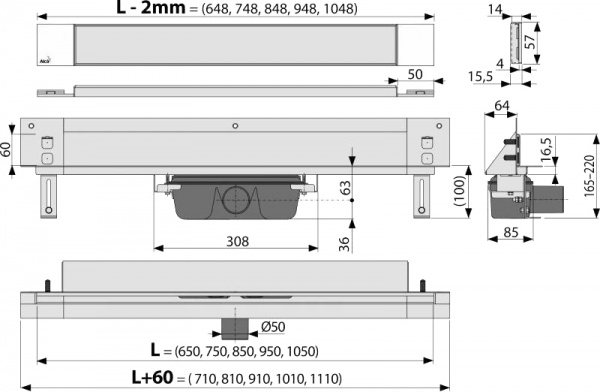 Душевой лоток AlcaPlast Spa APZ5-TWIN-950 Душевой лоток AlcaPlast Spa APZ5-TWIN-950