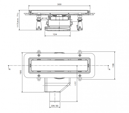 Душевой лоток Pestan Confluo Premium Gold White Glass Line 300 Душевой лоток Pestan Confluo Premium Gold White Glass Line 300