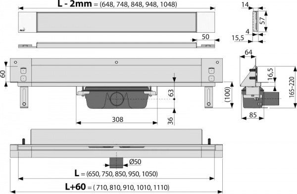 Душевой лоток AlcaPlast Spa APZ5-TWIN-750 Душевой лоток AlcaPlast Spa APZ5-TWIN-750