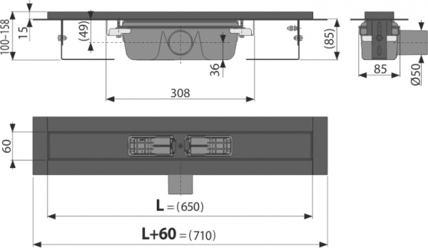 Душевой лоток AlcaPlast APZ1BLACK 65 см с решеткой Душевой лоток AlcaPlast APZ1BLACK 65 см с решеткой