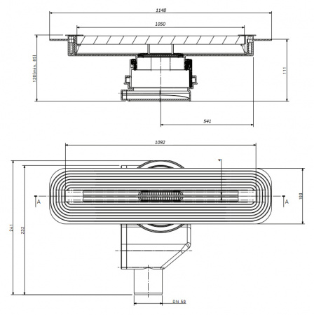 Душевой лоток Pestan Confluo Slim Line 1050 с решеткой 13100037 Душевой лоток Pestan Confluo Slim Line 1050 с решеткой 13100037