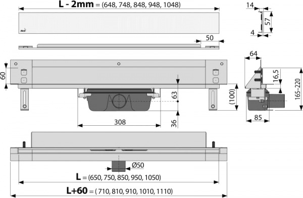 Душевой лоток AlcaPlast Spa APZ5-SHADE-650 Душевой лоток AlcaPlast Spa APZ5-SHADE-650