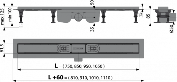 ������� ����� AlcaPlast APZ12 Optimal 850 ��  � ������� ��� ��������������� ������� ��� ������� ��� ������ ������