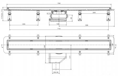 Душевой лоток Pestan Confluo Premium Gold White Glass Line 750 Душевой лоток Pestan Confluo Premium Gold White Glass Line 750