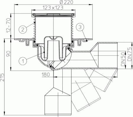 HL 80.1 Трап с поворотным шарниром DN50/75 HL 80.1 Трап с поворотным шарниром DN50/75