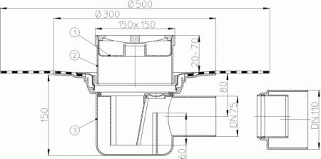 HL 72.1H Трап с горизонтальным выпуском DN75/110 HL 72.1H Трап с горизонтальным выпуском DN75/110